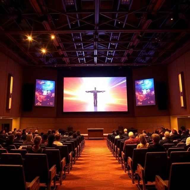 High-quality LED video wall installed in a church, supporting worship services, leadership training, special events, live streaming, presentations, and other ministry activities throughout the week.