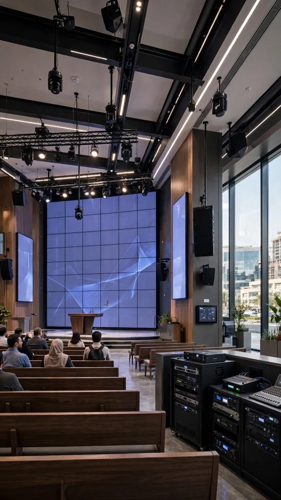 LED display screen used for live worship and sermon presentations