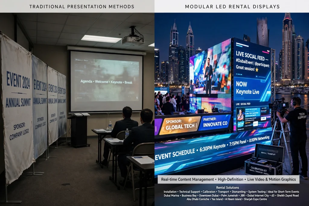 Large indoor LED rental screen for business conference