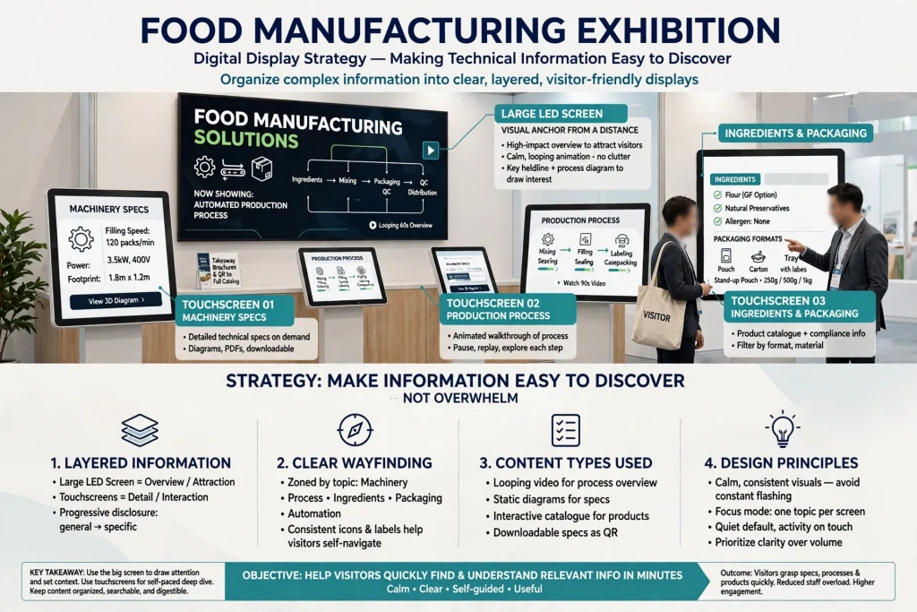 Modern food manufacturing equipment at Dubai exhibition