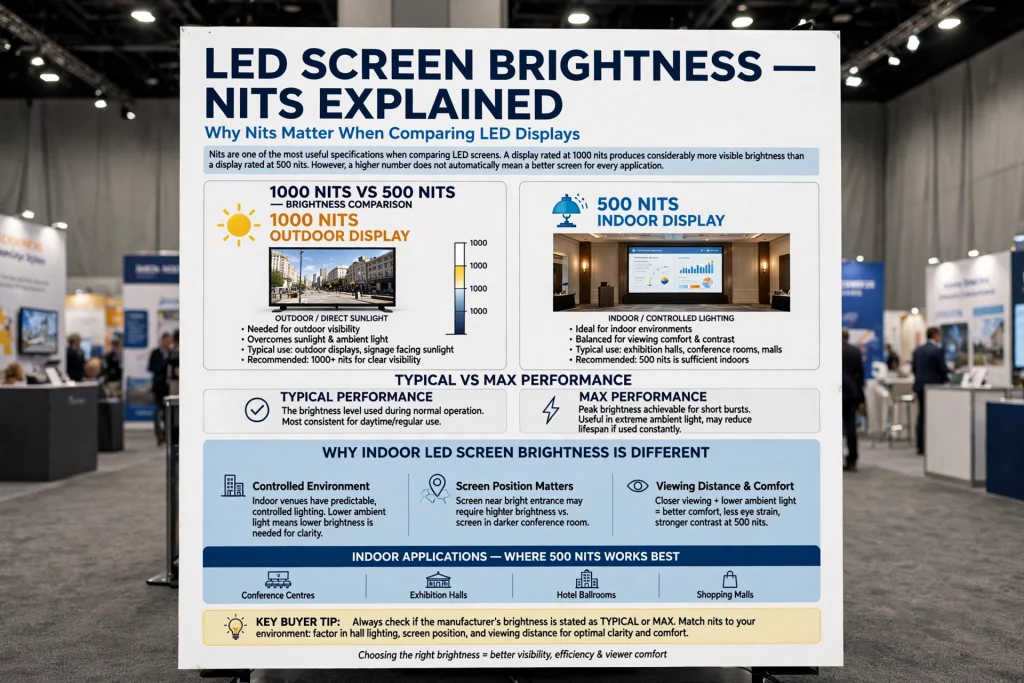Professional LED display used at an indoor exhibition event