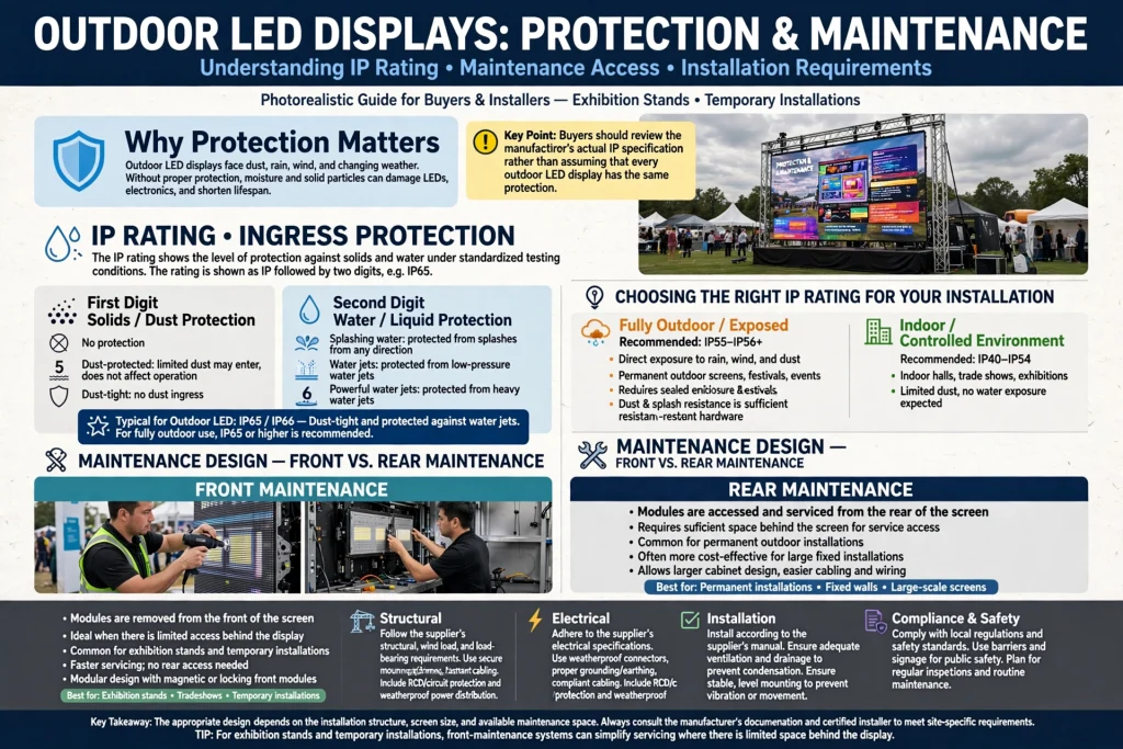 LED video wall with controlled brightness inside an exhibition hall