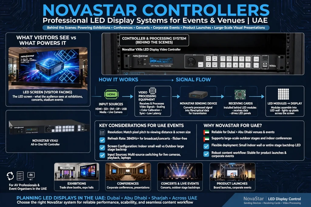 NovaStar controller connected to a professional LED event display