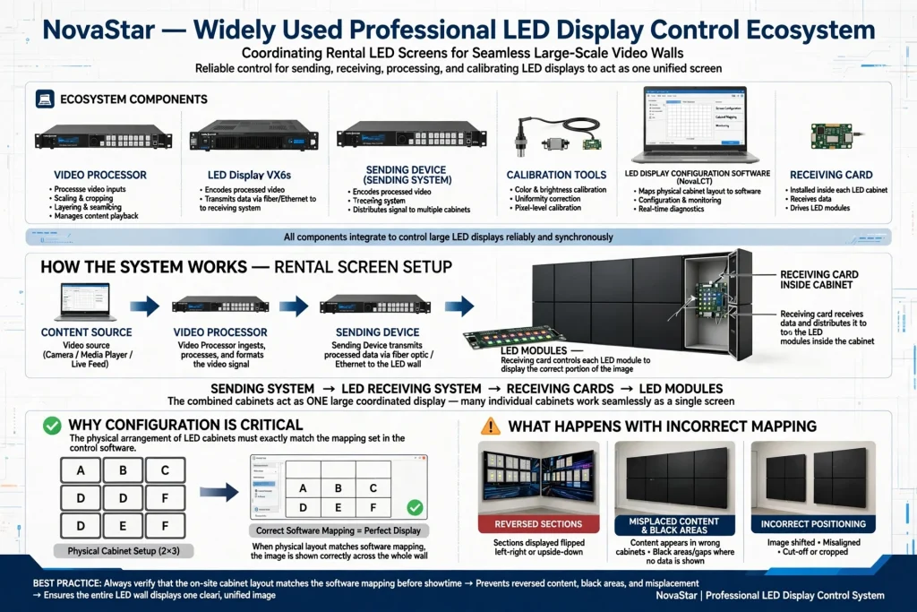 Live camera feed displayed on an indoor LED rental screen