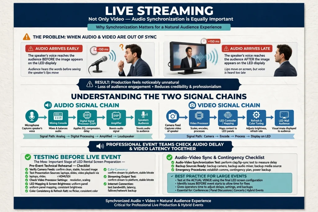 Large LED screen used for live conference broadcasting