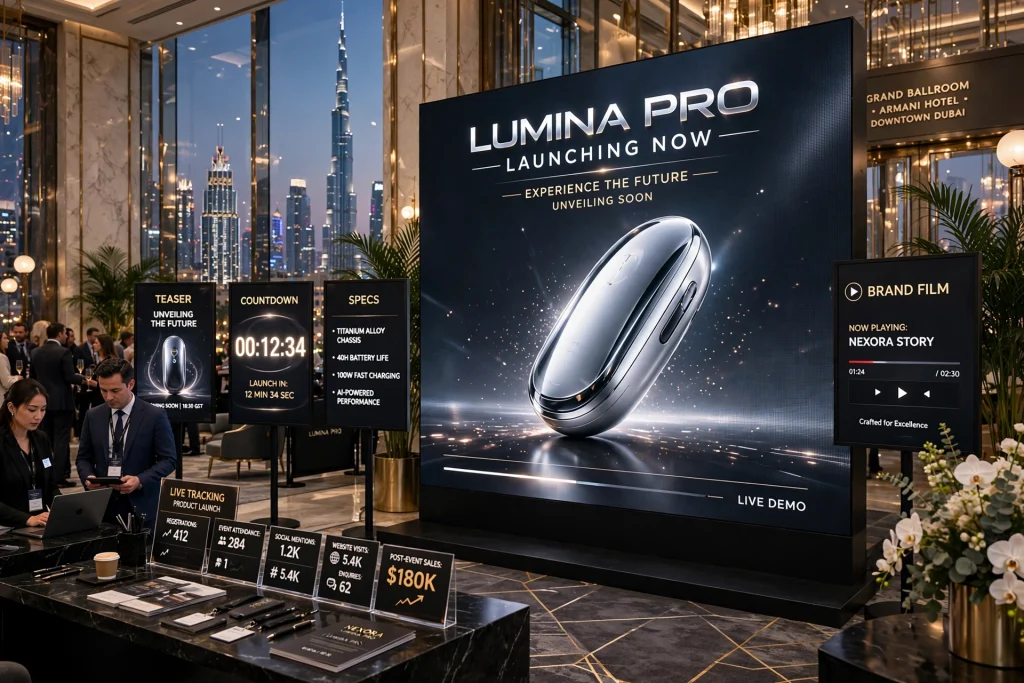 Marketing campaign displayed on an LED screen