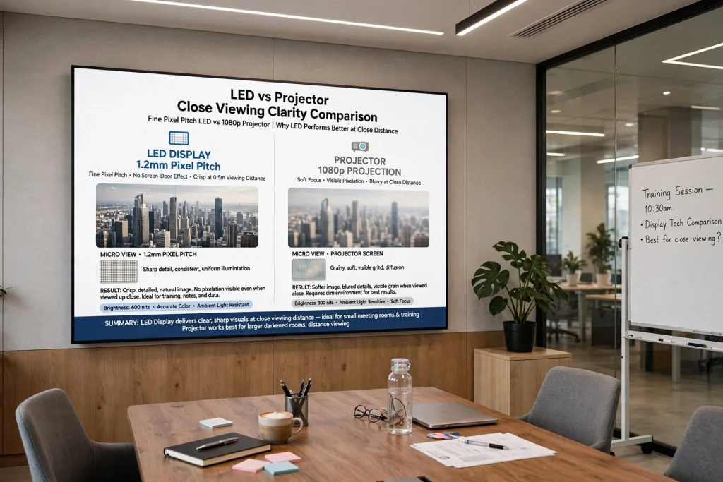 LED video wall displaying content on a conference stage