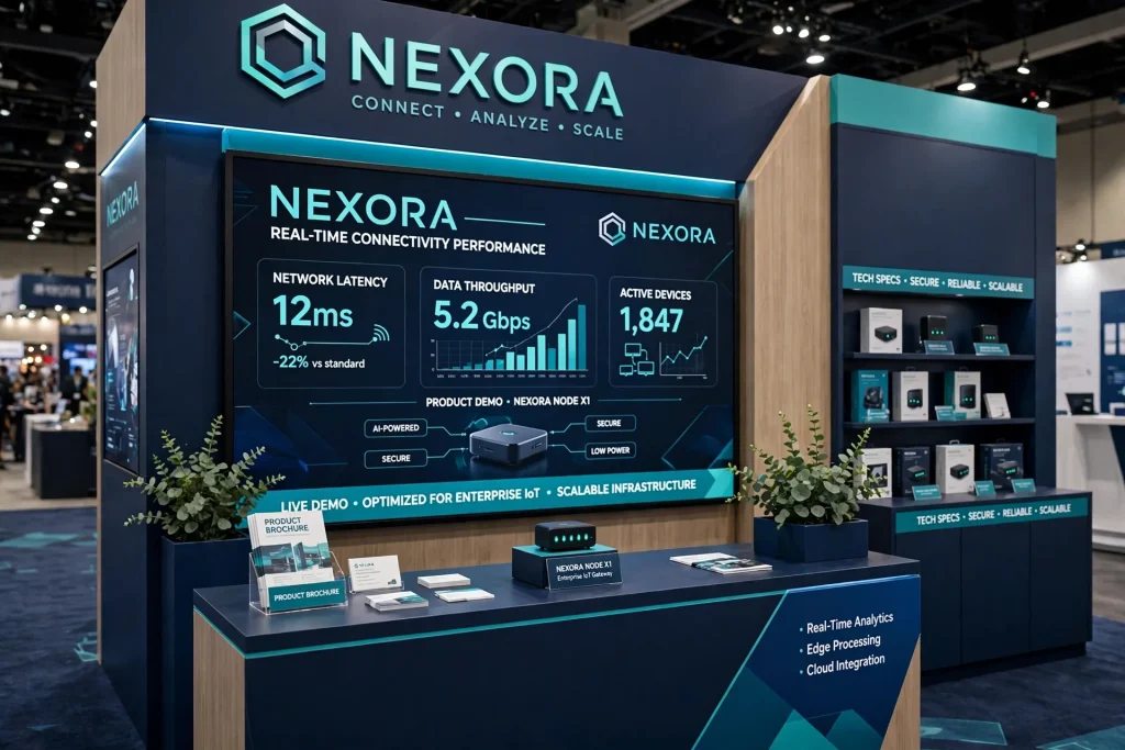 LED screen installed inside an exhibition booth in Sharjah