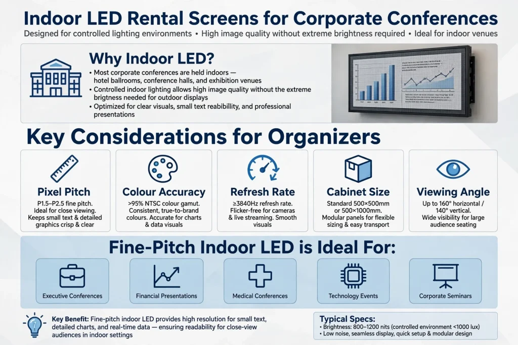 High-resolution LED screen displaying a keynote presentation