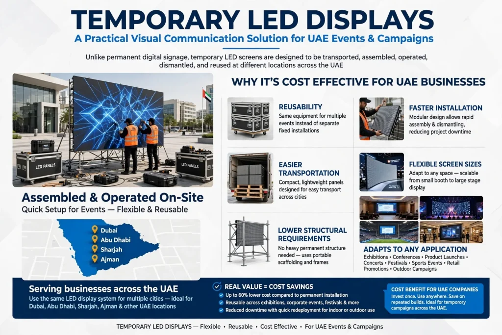 Temporary LED display for corporate events in Dubai