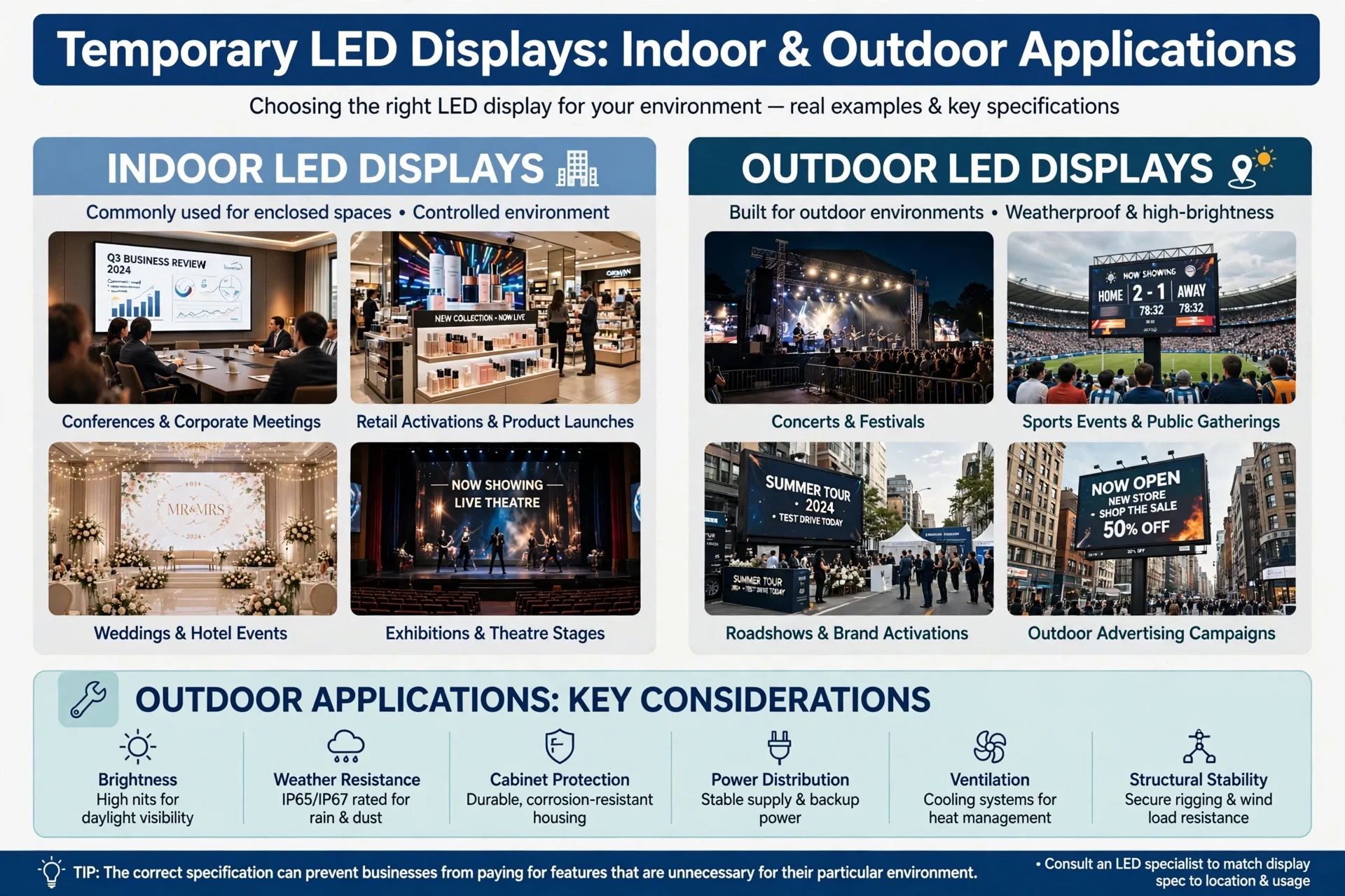 Temporary LED screen setup at a Dubai exhibition