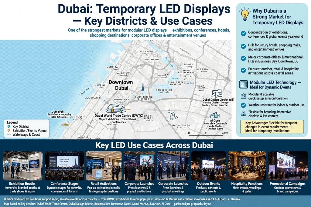 Temporary LED video wall for conference stage