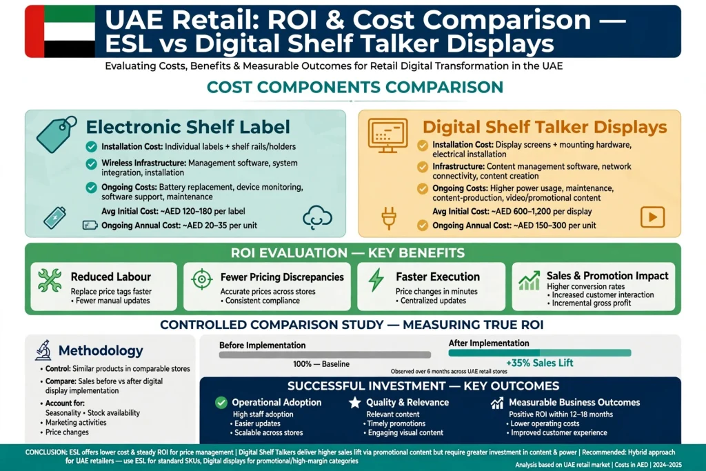 Comparison of electronic shelf labels and LCD shelf talker displays