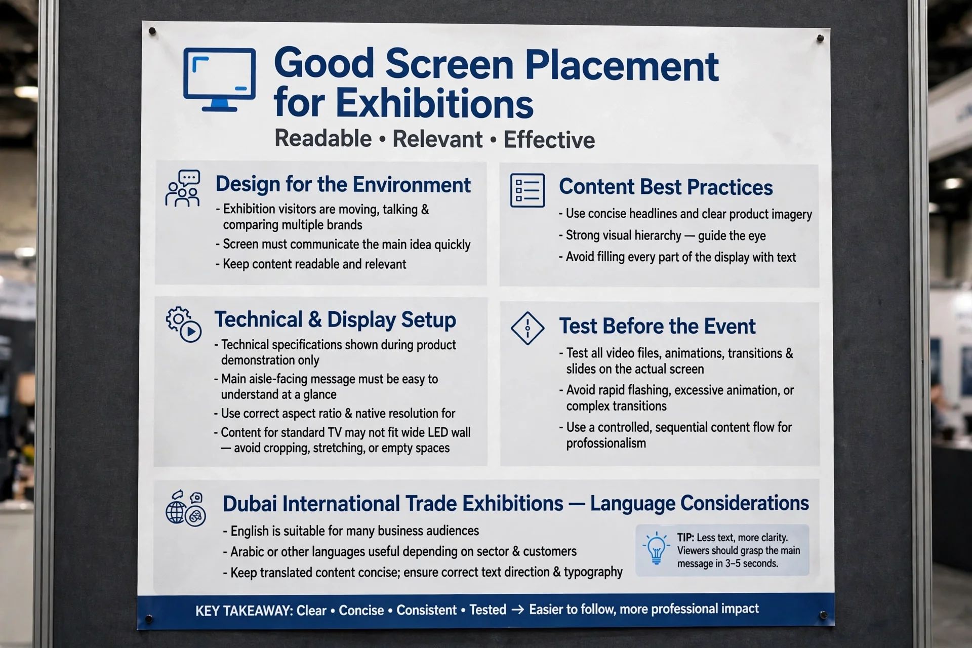 How to Plan LED Screen Placement for Exhibition Stands at Dubai World Trade Centre